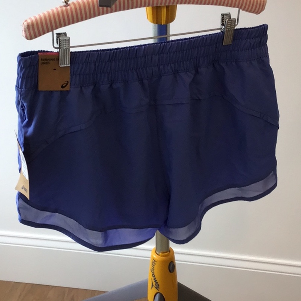 Asics Blue Athletic Shorts with Elastic Waistband and Breathable Fabric